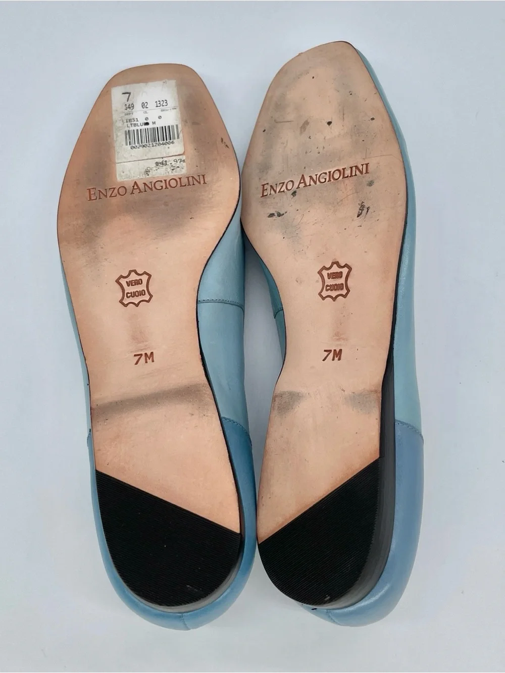 Vintage Enzo Angiolini Liberty Two-Tone Blue Leather Square Toe Loafers 7M